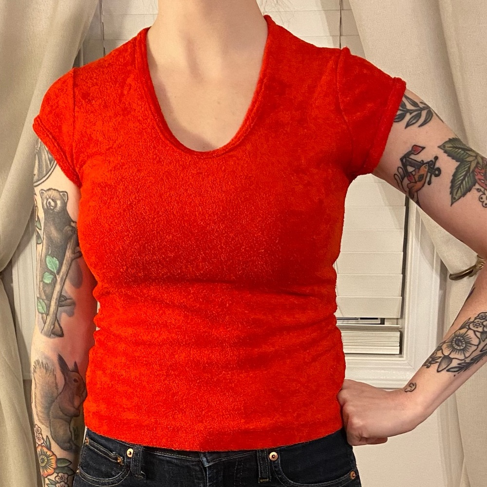 Red Terry Cloth Vintage Shirt